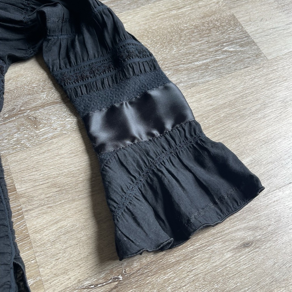 He's Ire Wear Jeacket Women's S Black Victorian Mixed Media Goth Ruffle Lace - Picture 6 of 8